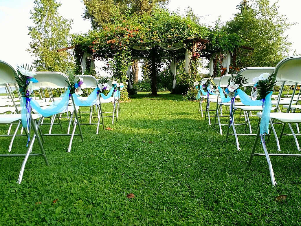 Ground level view looking down the isle